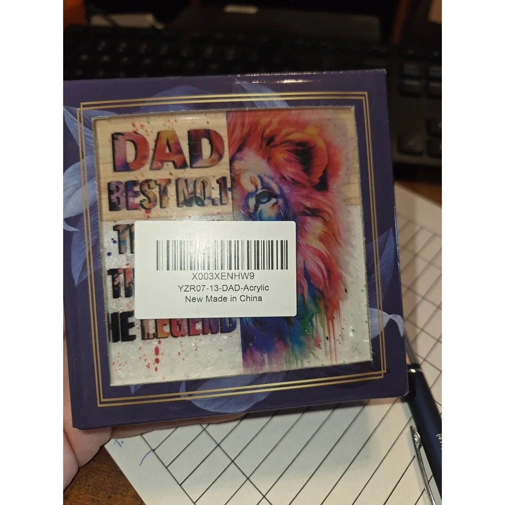 Dad The Man The Myth The Legend Lion Acrylic Desk Plaque with Wood Base YZR07-13
